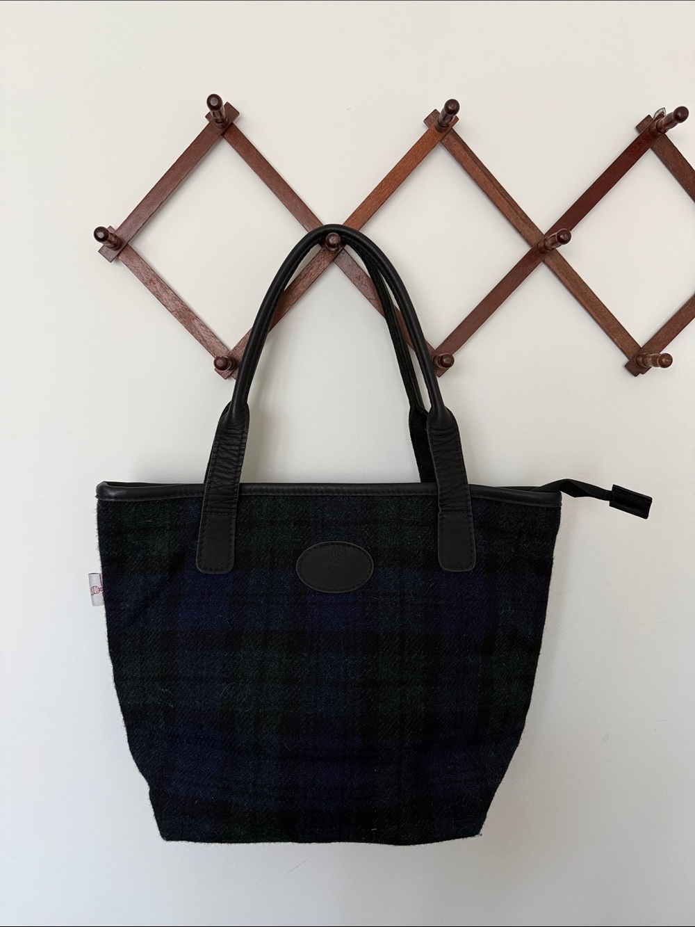 Glasgow Barrhead Leather Blackwatch Tartan Tweed Tote